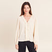 Blouse col v manches longues sable femme