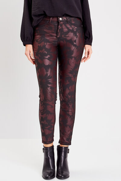 Pantalon ajusté réversible rouge femme