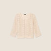 Gilet manches 3/4 ajouré ecru femme