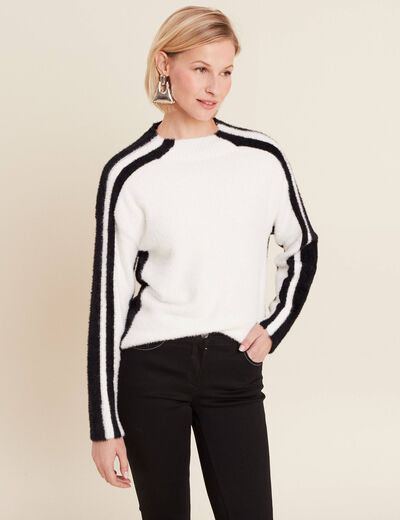 Pull manches longues blanc femme