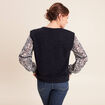 T-shirt col rond manches longues bleu femme