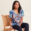 Blouse manches courtes bleu femme