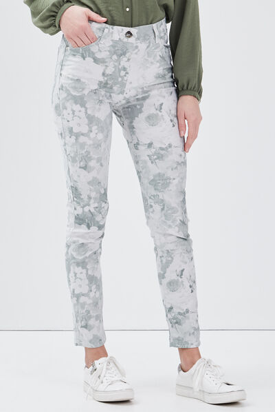 Pantalon léger imprimé magique vert clair femme