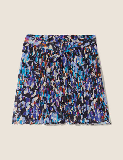 Jupe évasée plissée bleu femme