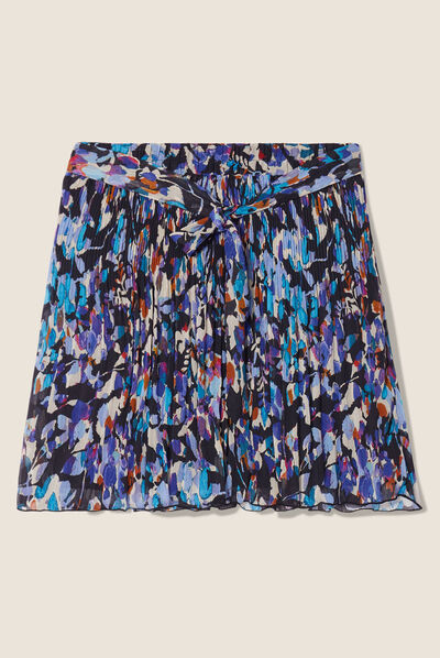 Jupe évasée plissée bleu femme