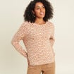 Pull droit col rond manches longues marron femme