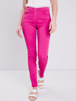 Pantalon ajuste detail zippe rose fushia femme