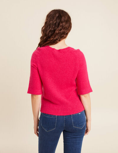 Pull col bateau rose femme