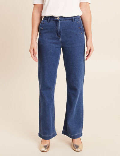 Jean large taille haute denim stone femme