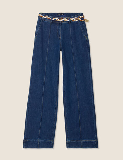 Jean large ceinturé denim stone femme