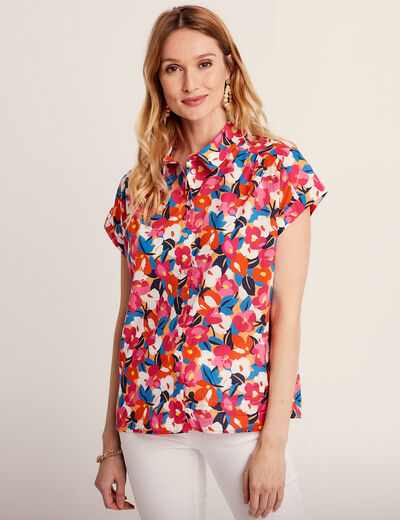 Chemise manches courtes orange femme