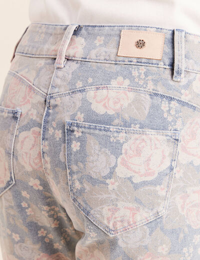 Jean coupe droite 7/8&egrave;me taille standard rose femme