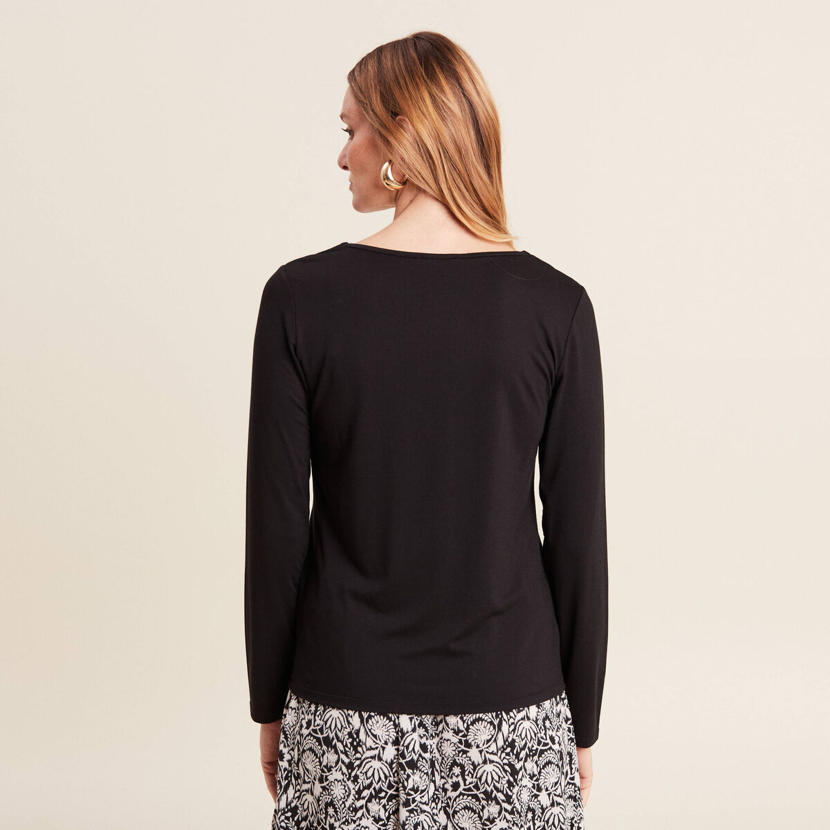 T-shirt thermo-douceur manches longues noir femme