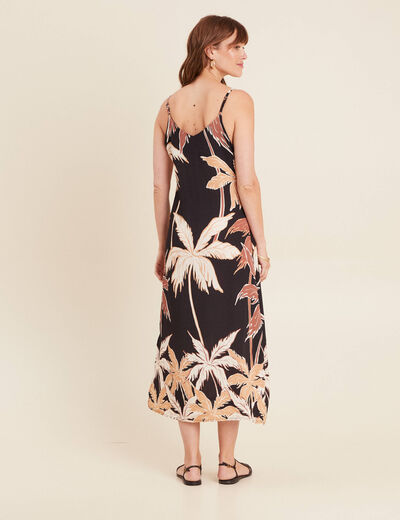 Robe évasée fines bretelles noir femme