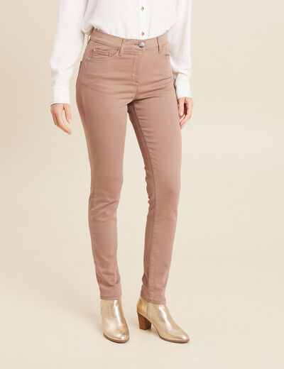 Jean magique ajusté taille standard taupe femme