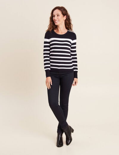 Pull manches longues bleu marine femme
