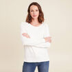 Pull col rond ecru femme