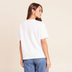 T-shirt col rond manches courtes sequins blanc femme