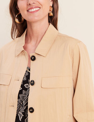 Veste doubl&eacute;e beige femme
