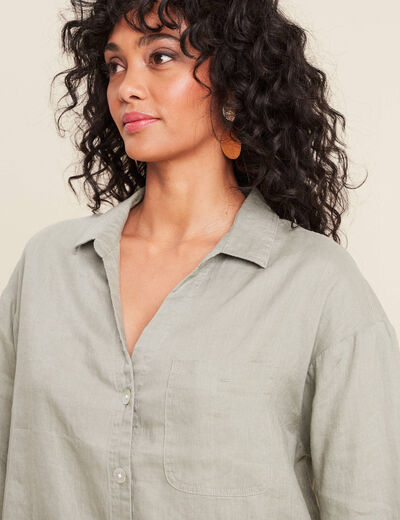 Chemise manches 3/4 vert clair femme