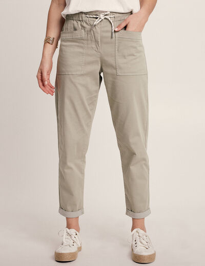 Pantalon coupe mom 7/8&egrave;me vert clair femme