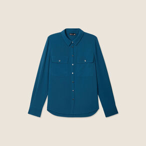Chemise manches longues bleu canard femme