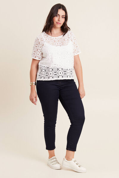 Jeans léger taille standard 7/8ème denim brut femme