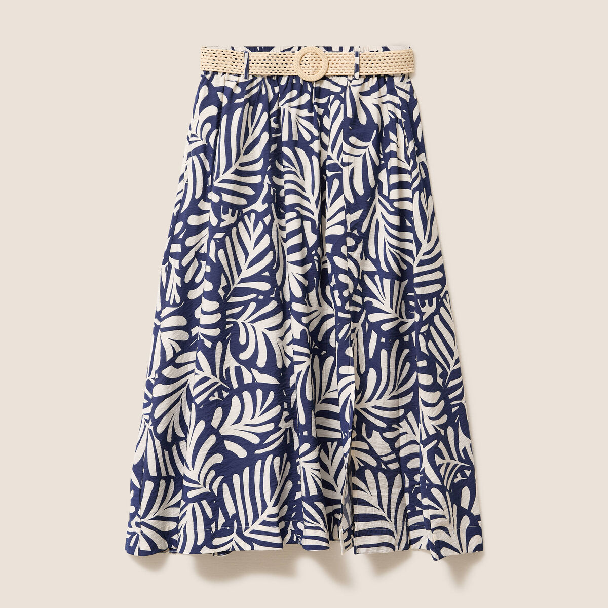 Jupe longue &eacute;vas&eacute;e fendue bleu femme
