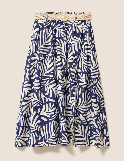 Jupe longue &eacute;vas&eacute;e fendue bleu femme