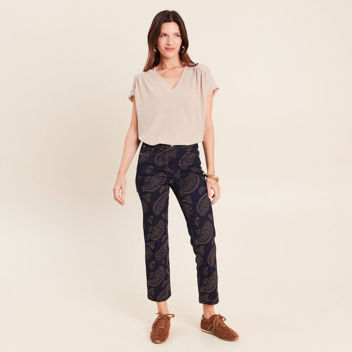 Pantalon magique Le L&eacute;ger coupe droite beige femme
