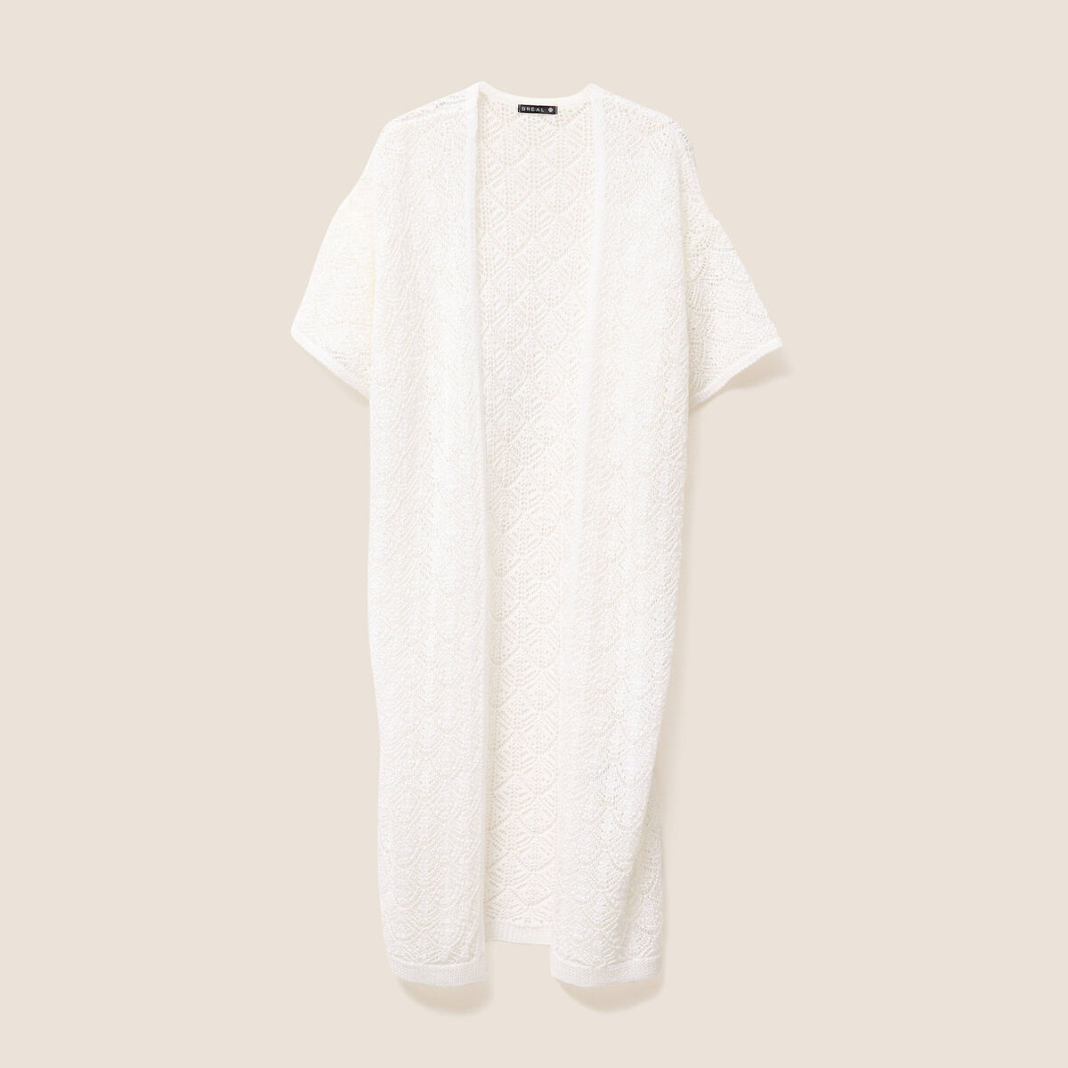 Gilet long manches courtes blanc femme