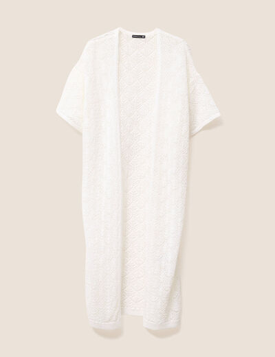 Gilet long manches courtes blanc femme