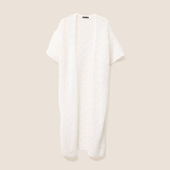 Gilet long manches courtes blanc femme
