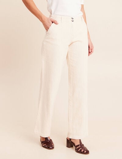Pantalon coupe droite taille standard ivoire femme