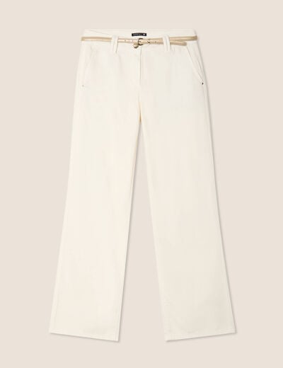 Pantalon droit taille basculée ecru femme
