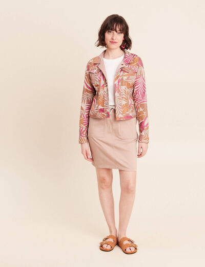 Jupe droite r&eacute;versible marron femme