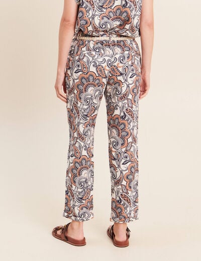 Pantalon coupe chino en lin marron femme
