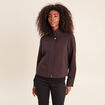Veste ample courte col montant marron fonc&eacute; femme
