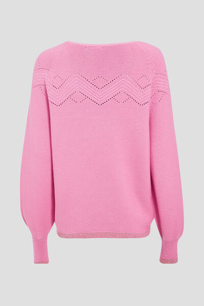 Pull confectionné en France rose vif femme