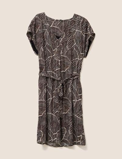 Robe droite fluide col en V noir femme