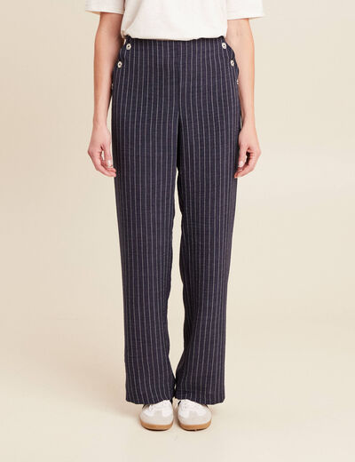 pantalon large bleu femme