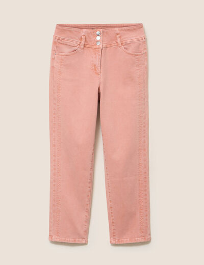 Jean coupe droite 7/8&egrave;me taille haute vieux rose femme