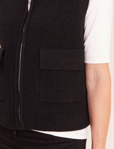 Gilet zipp&eacute; sans manches noir femme