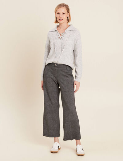 Pantalon large 7/8ème gris clair femme