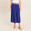 Jupe longue &eacute;vas&eacute;e ceintur&eacute;e bleu fonc&eacute; femme