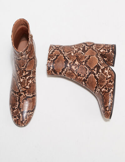 Bottines à talons texturées marron femme