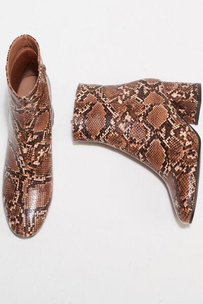 Bottines à talons texturées marron femme