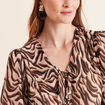 Blouse ample col v en voile manches 3/4 noir femme