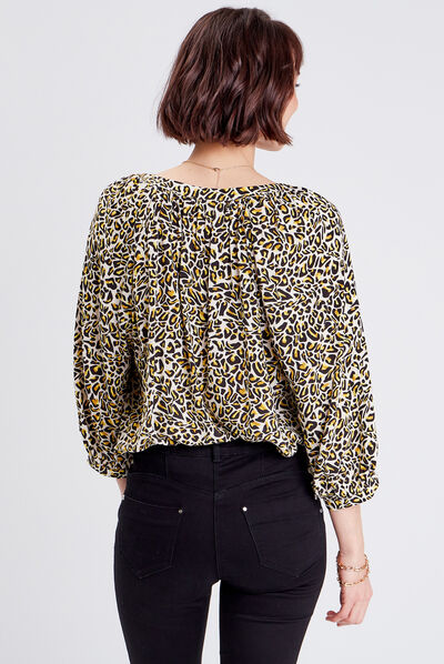 Blouse manches 3/4 beige femme