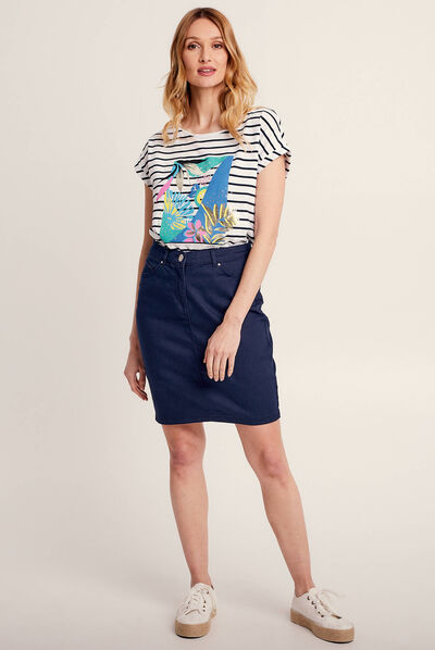 Jupe droite bleu marine femme